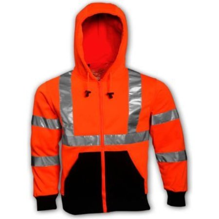 TINGLEY RUBBER TingleyÂ S78129 Class 3 Hooded Sweatshirt, Fluorescent Orange, XL S78129.XL